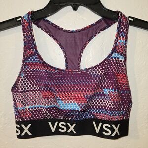 Victoria Secret VSX Sport Bra sz Med Gym Purple Blue Geometric Women's stretch